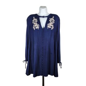LOST + WANDER EMBROIDERED CRINKLE RAYON MINI DRESS